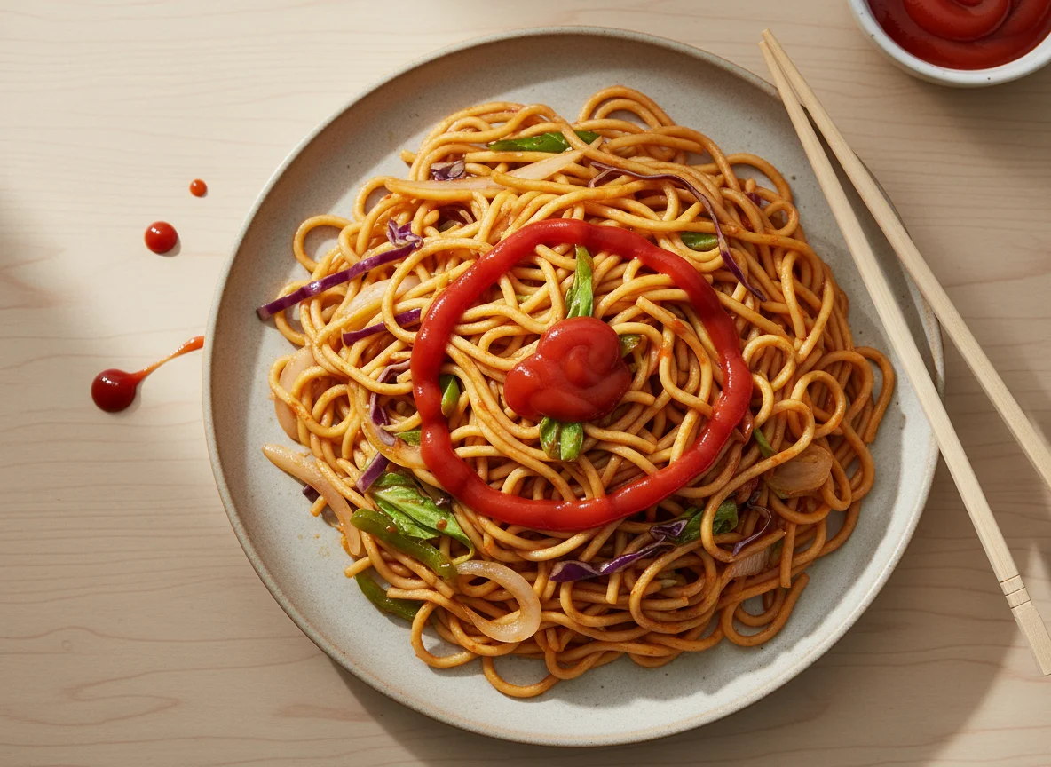 Vegetable Noodles with Ketchup photo