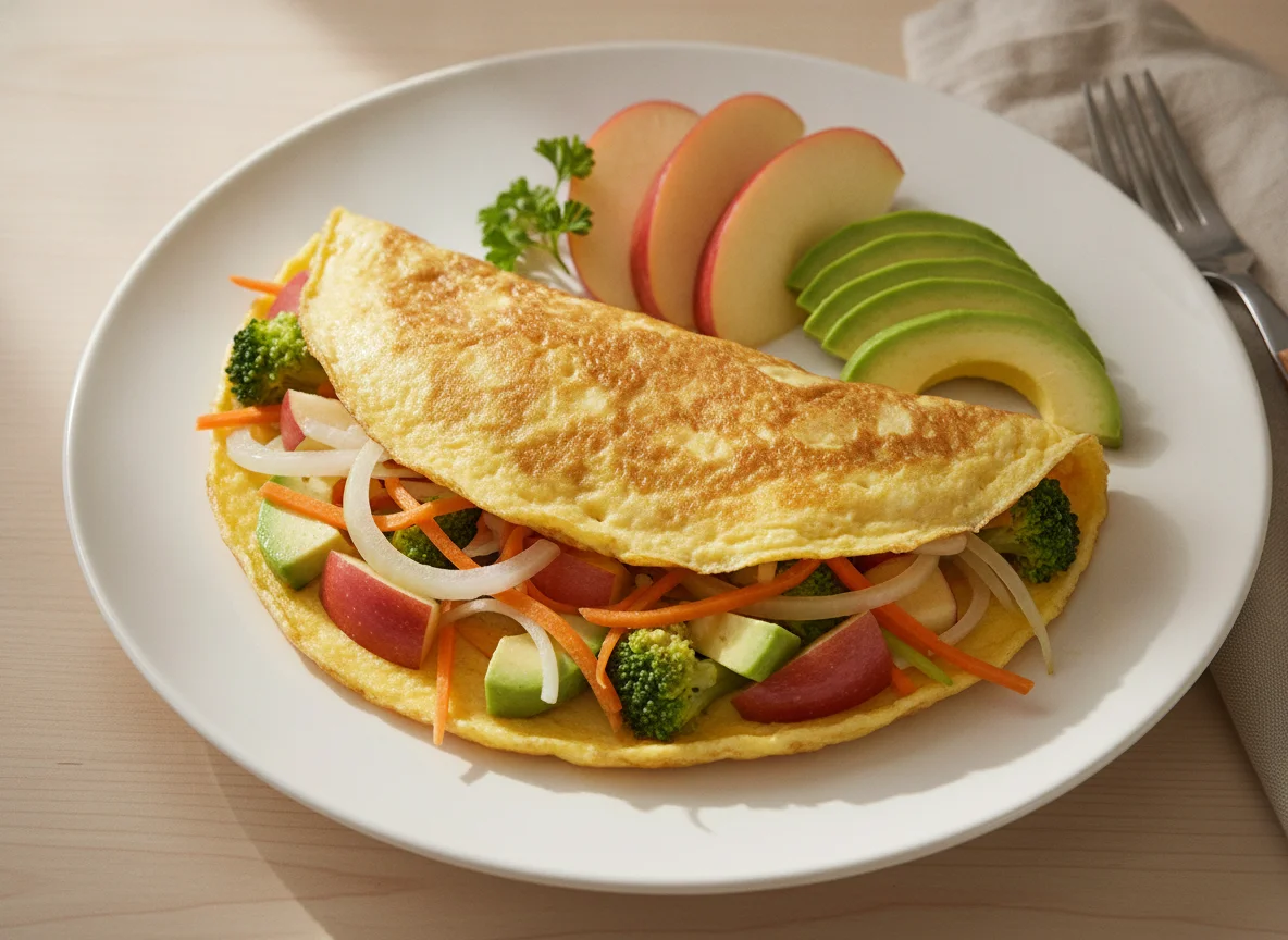 Vegetable Omelette with Apple and Avocado photo