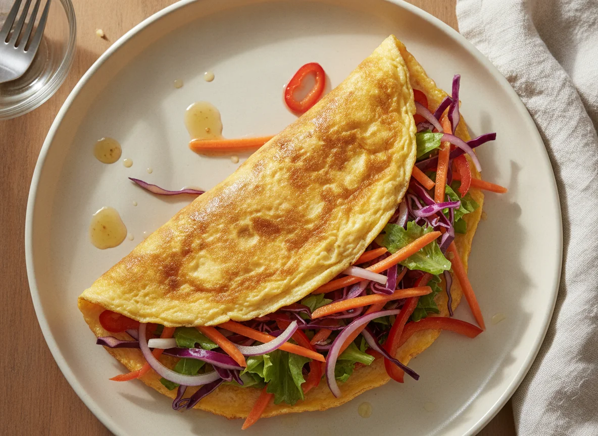 Vegetable Omelette with Coleslaw Topping photo