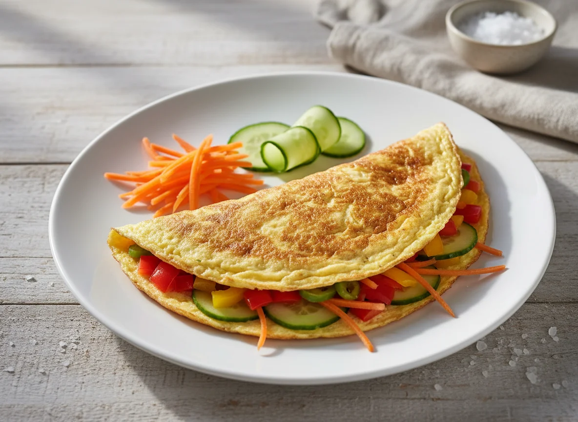 Vegetable Omelette with Cucumber and Carrots photo