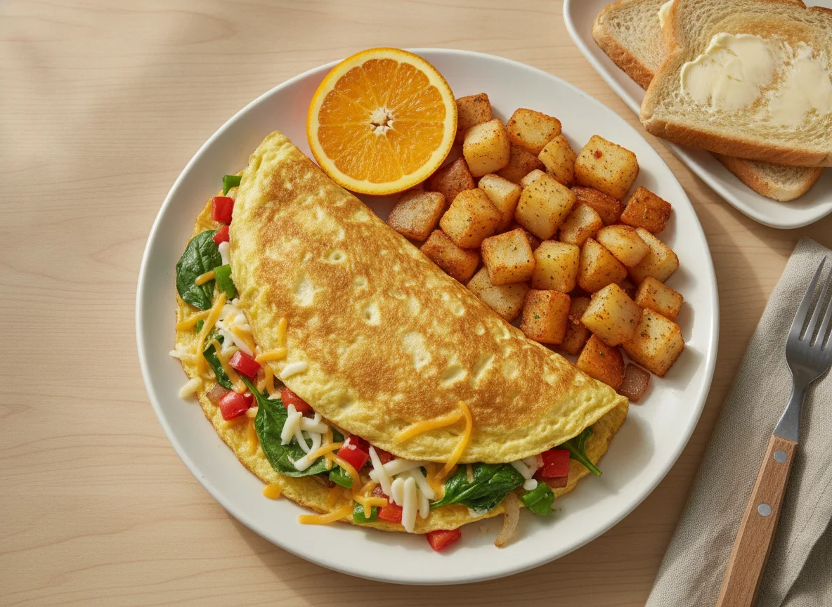 Vegetable Omelette with Home Fries and Toast photo