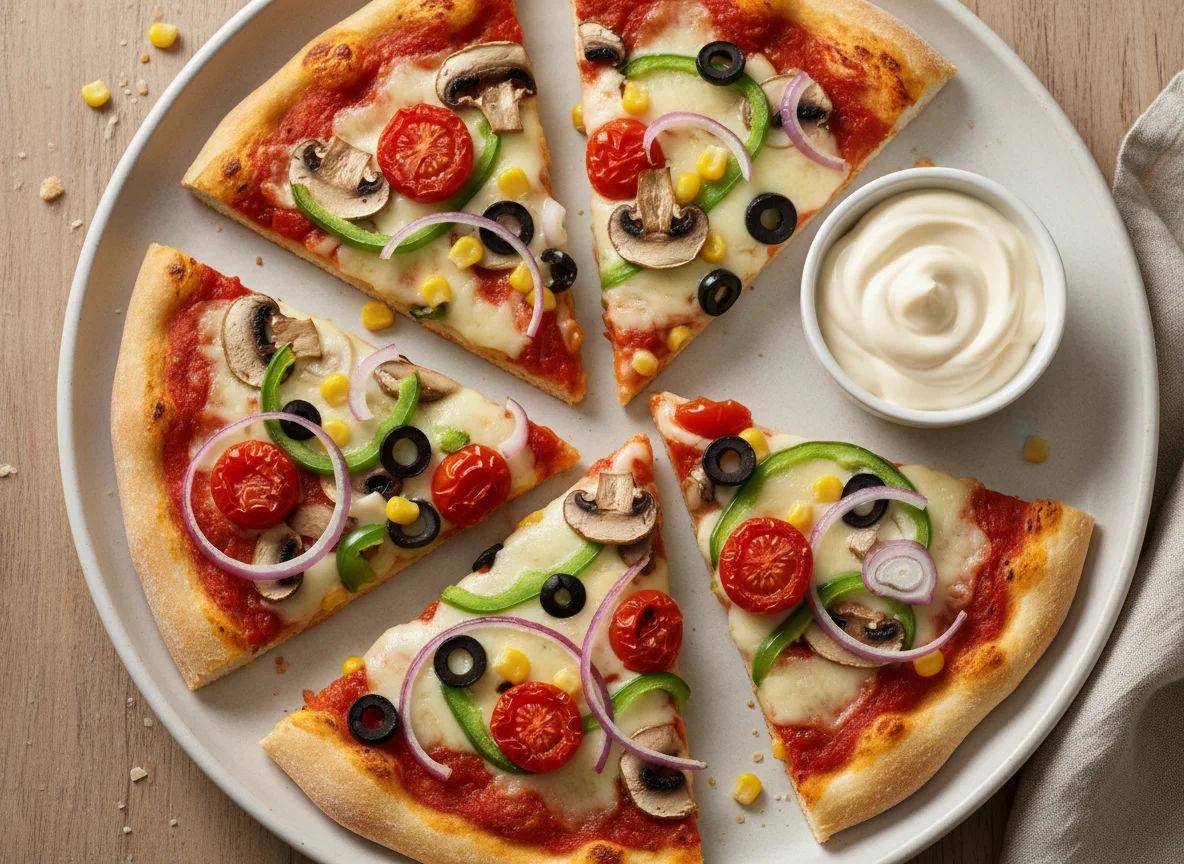 Vegetable Pizza Slices with Dip photo