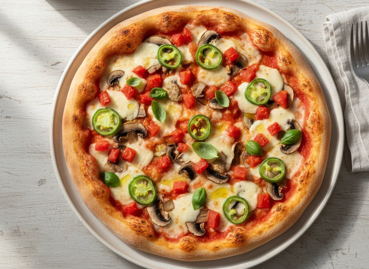 Vegetable Pizza with Jalapenos photo