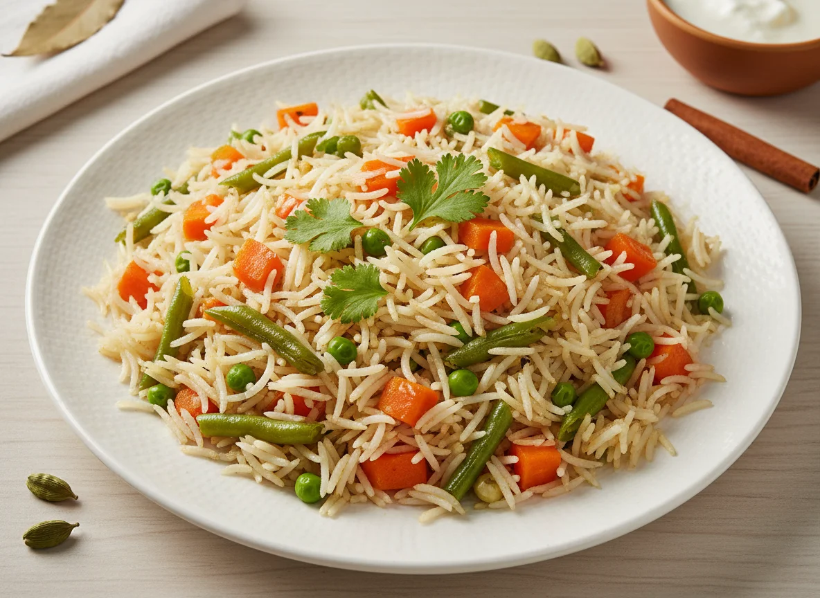 Vegetable Pulao or Biryani photo