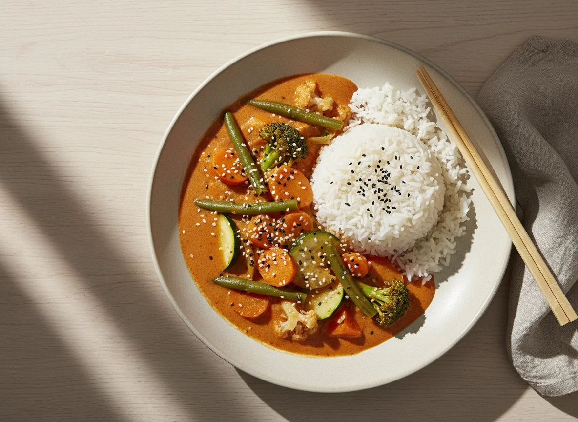 Vegetable Red Curry with Rice photo