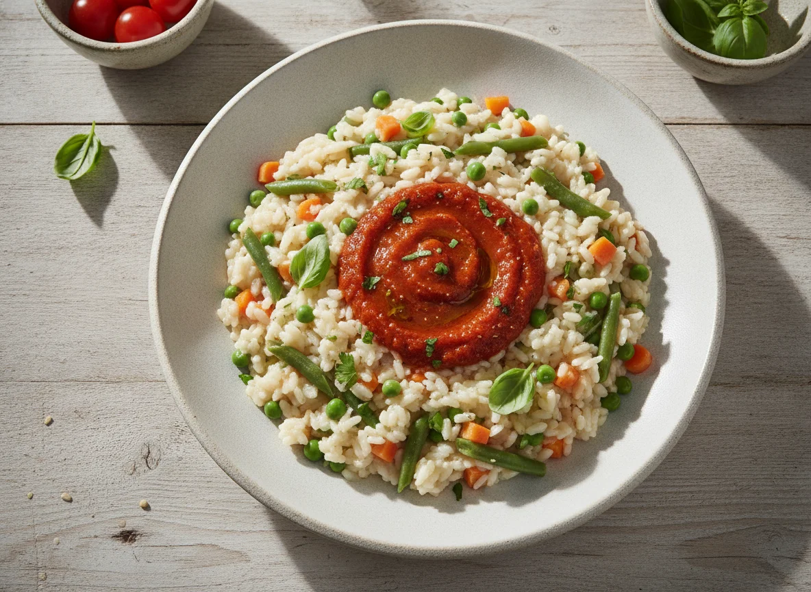 Vegetable Risotto with Tomato Sauce photo