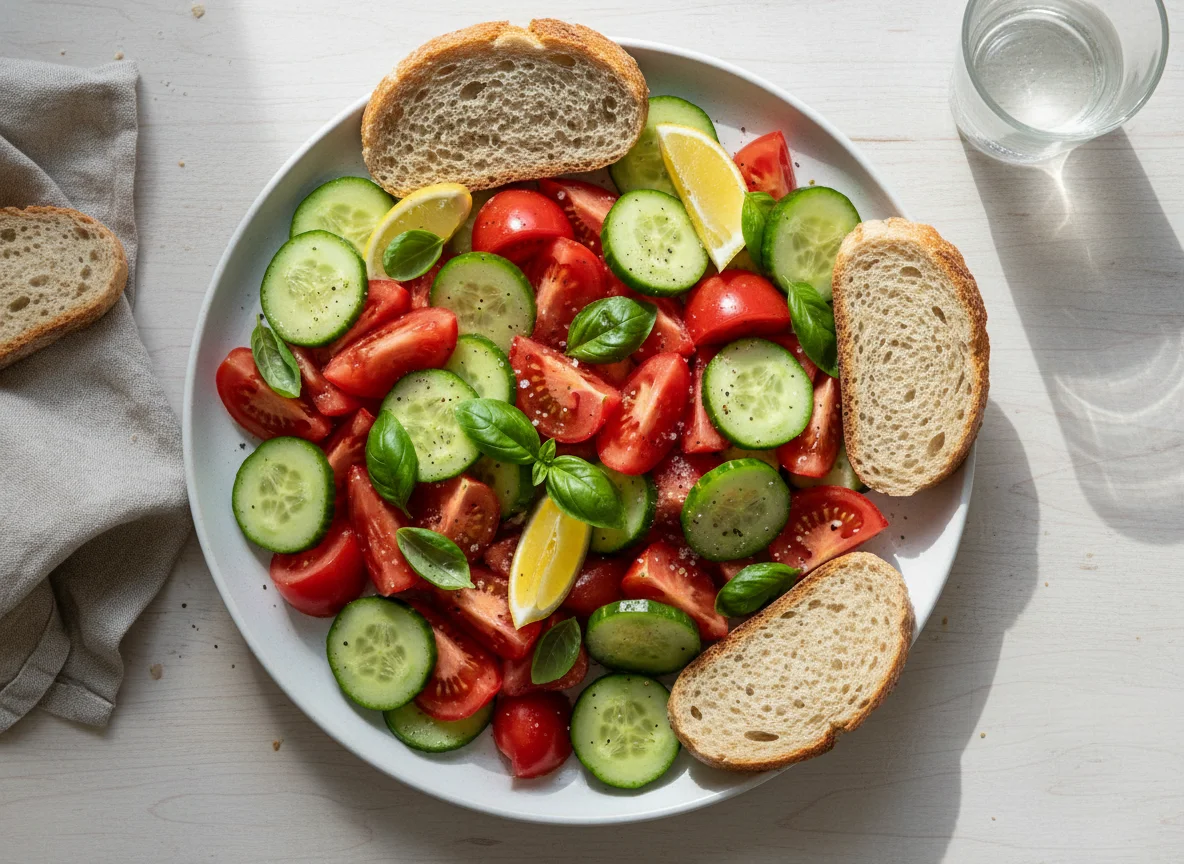 Vegetable Salad with Bread photo