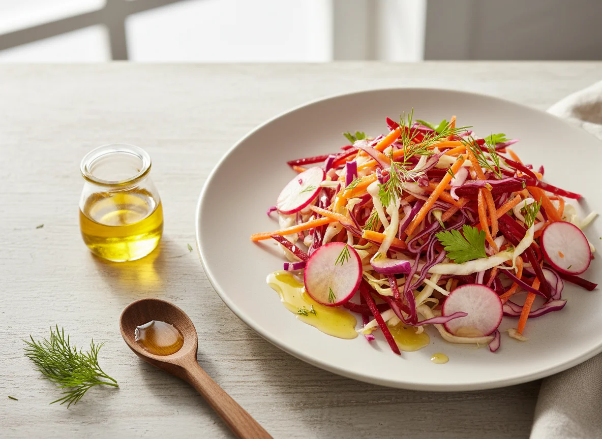 Vegetable Salad with Dressing photo