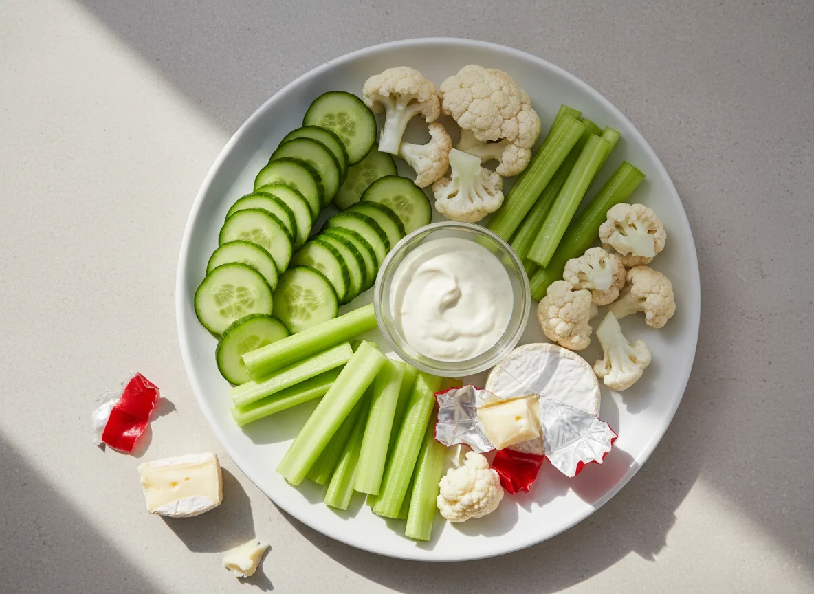 Vegetable Snack with Babybel Cheese photo