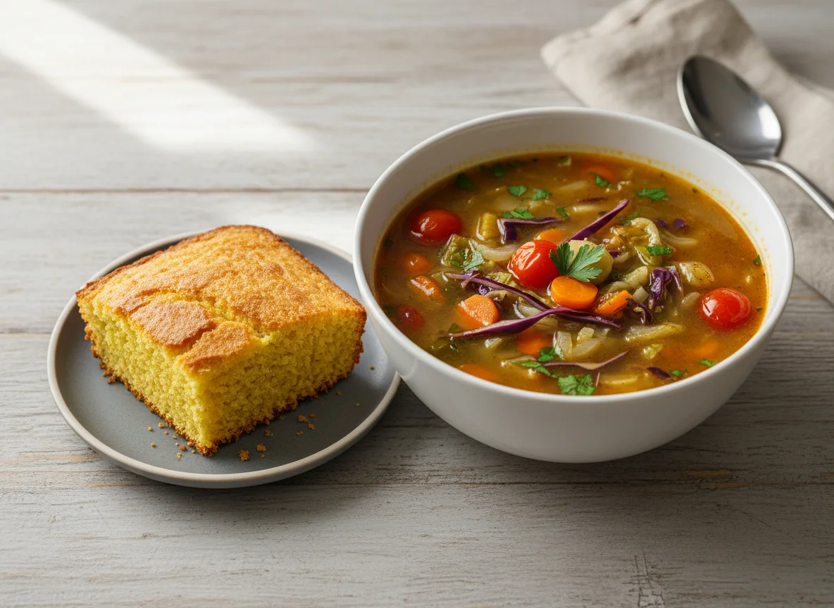 Vegetable Soup with Cornbread photo
