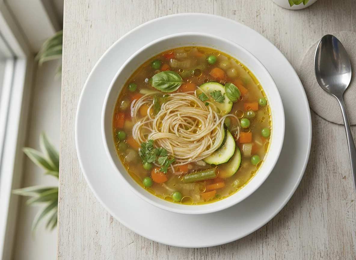 Vegetable soup with vermicelli noodles photo