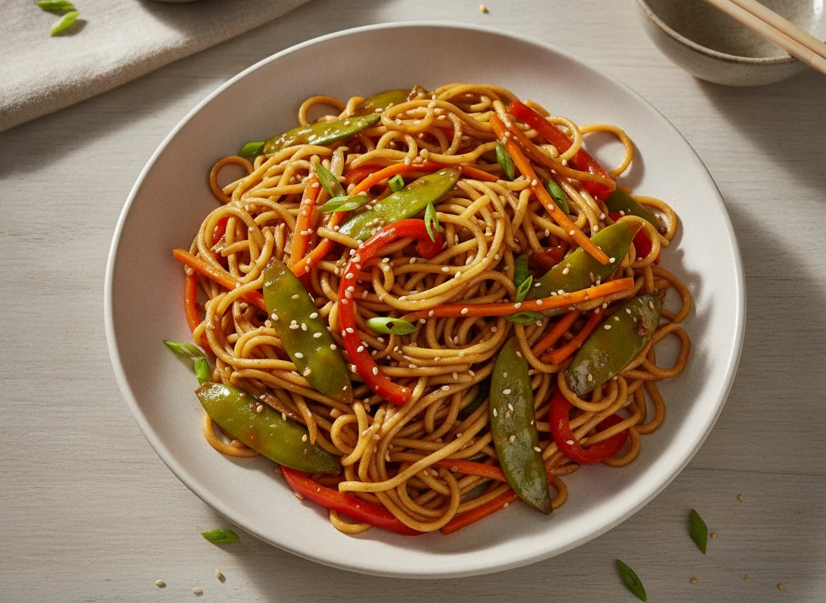 Vegetable Stir-fry with Egg Noodles photo