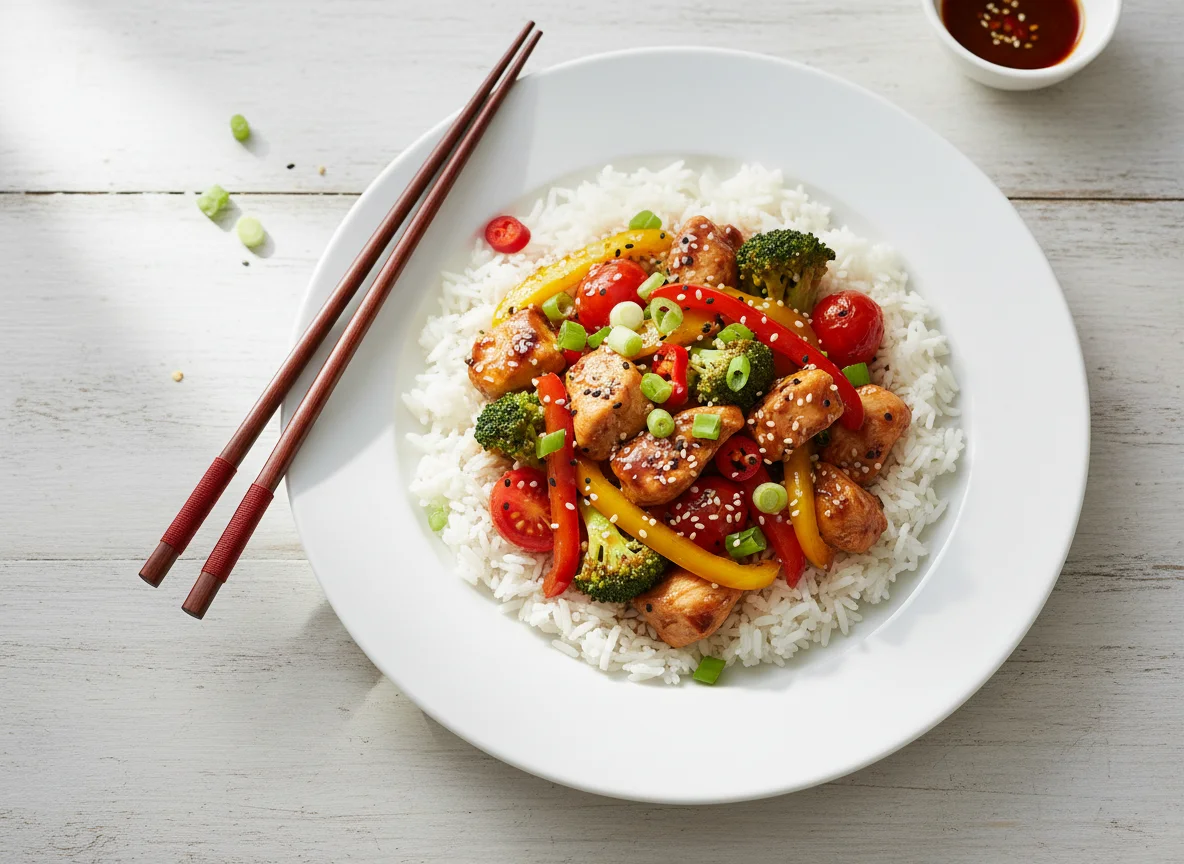 Vegetable Stir-fry with Rice photo