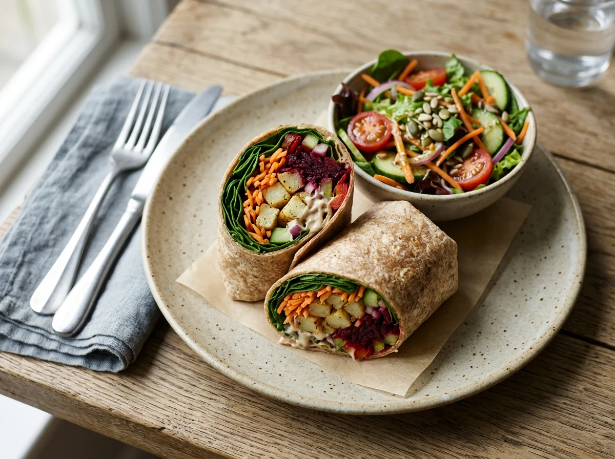 Vegetable wrap with salad photo