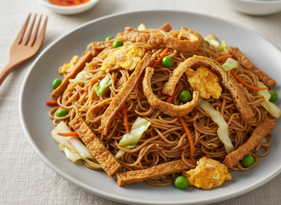 Vegetarian noodles photo