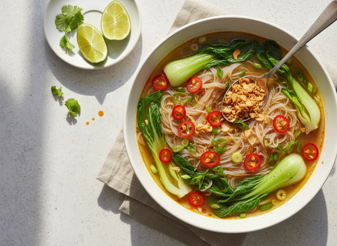 Vermicelli Soup with Vegetables and Chili photo