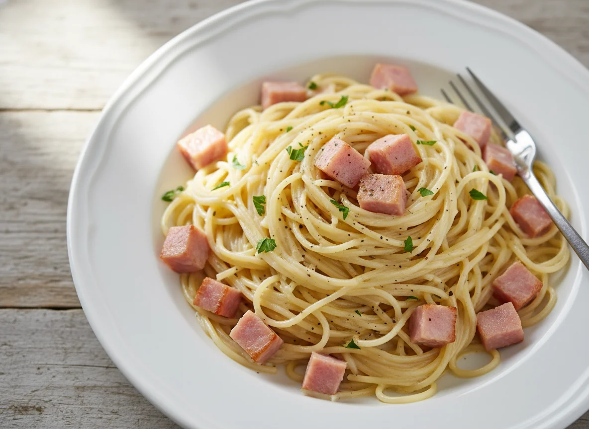 Vermicelli with Ham and Cream Sauce photo