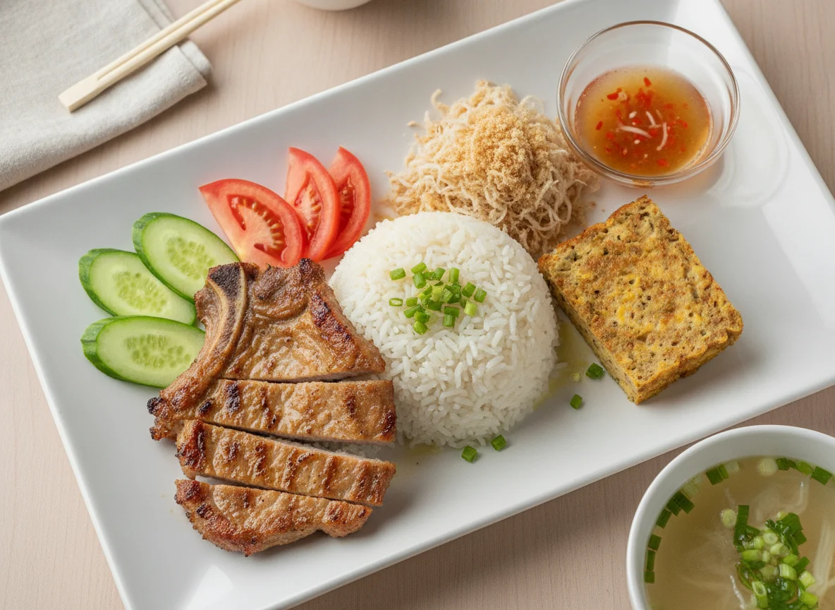 Vietnamese Grilled Pork with Broken Rice (Com Tam) photo