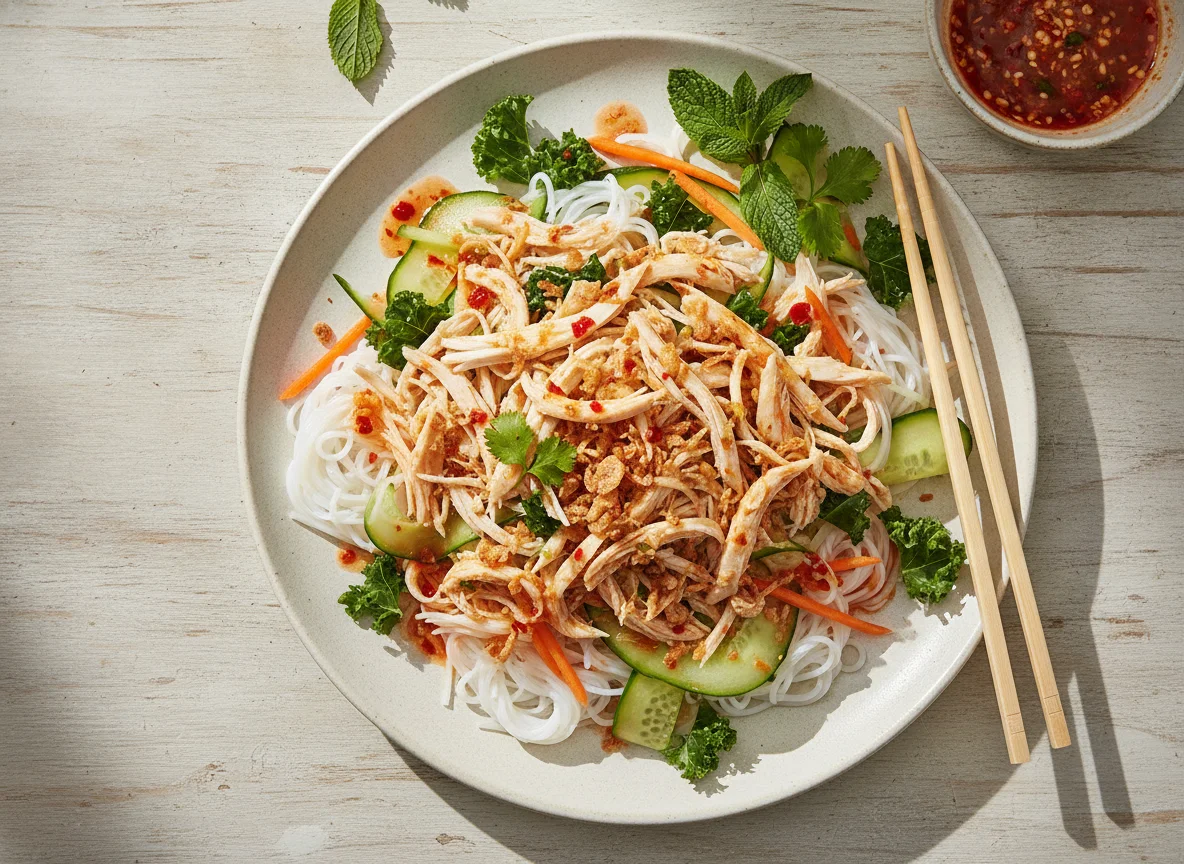 Vietnamese Inspired Chicken Rice Noodle Salad photo