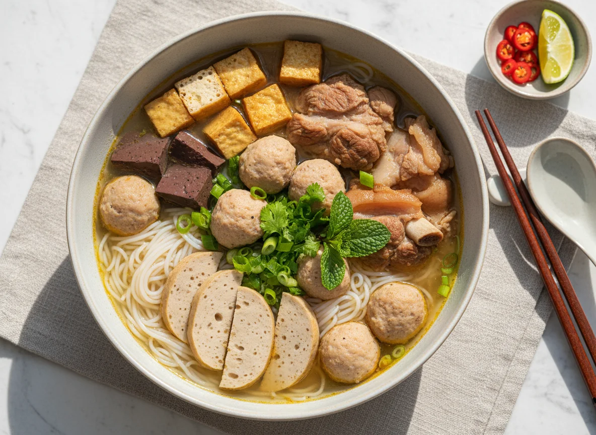 Vietnamese Pork Noodle Soup (Bun Moc) photo