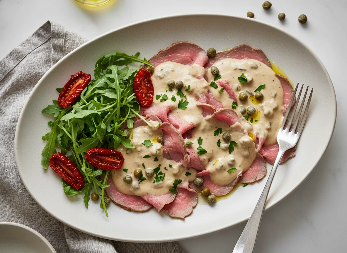 Vitello Tonnato with Arugula and Sun-dried Tomatoes photo