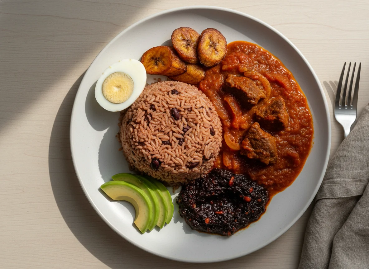 Waakye with Stew and Shito photo