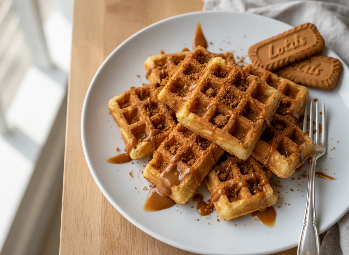 Waffle Bites with Biscoff Crumbs and Sauce photo