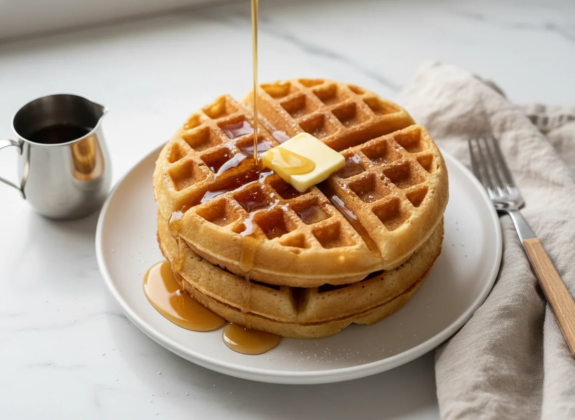 Waffles with Butter and Syrup photo