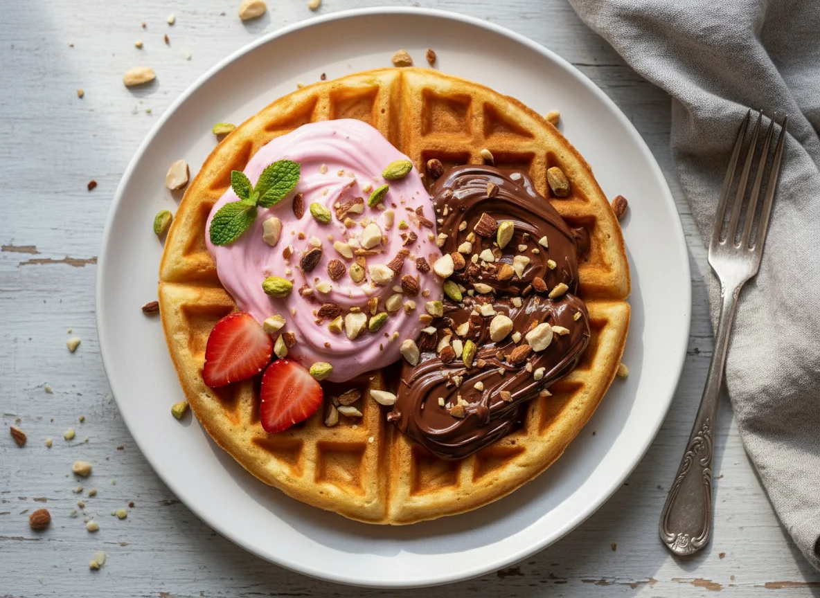 Waffles with toppings photo