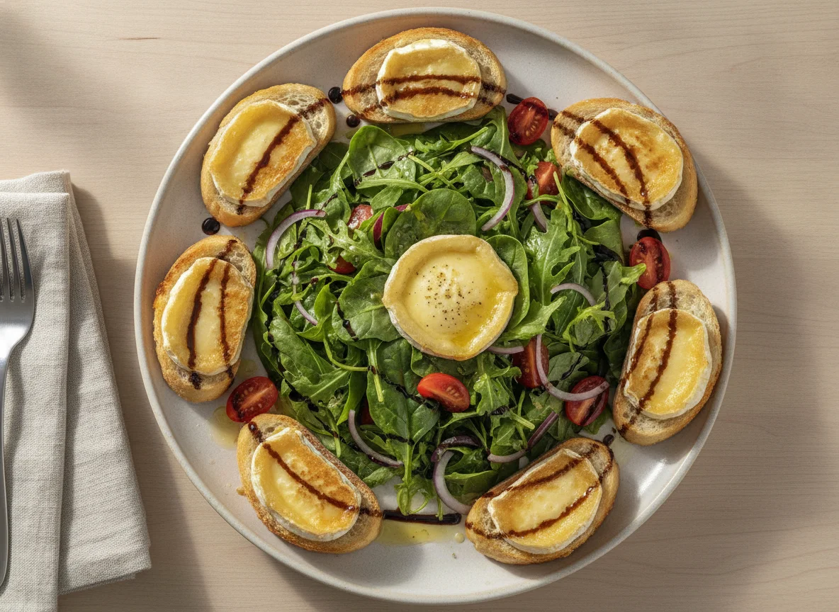 Warm Goat Cheese Salad with Crostini photo