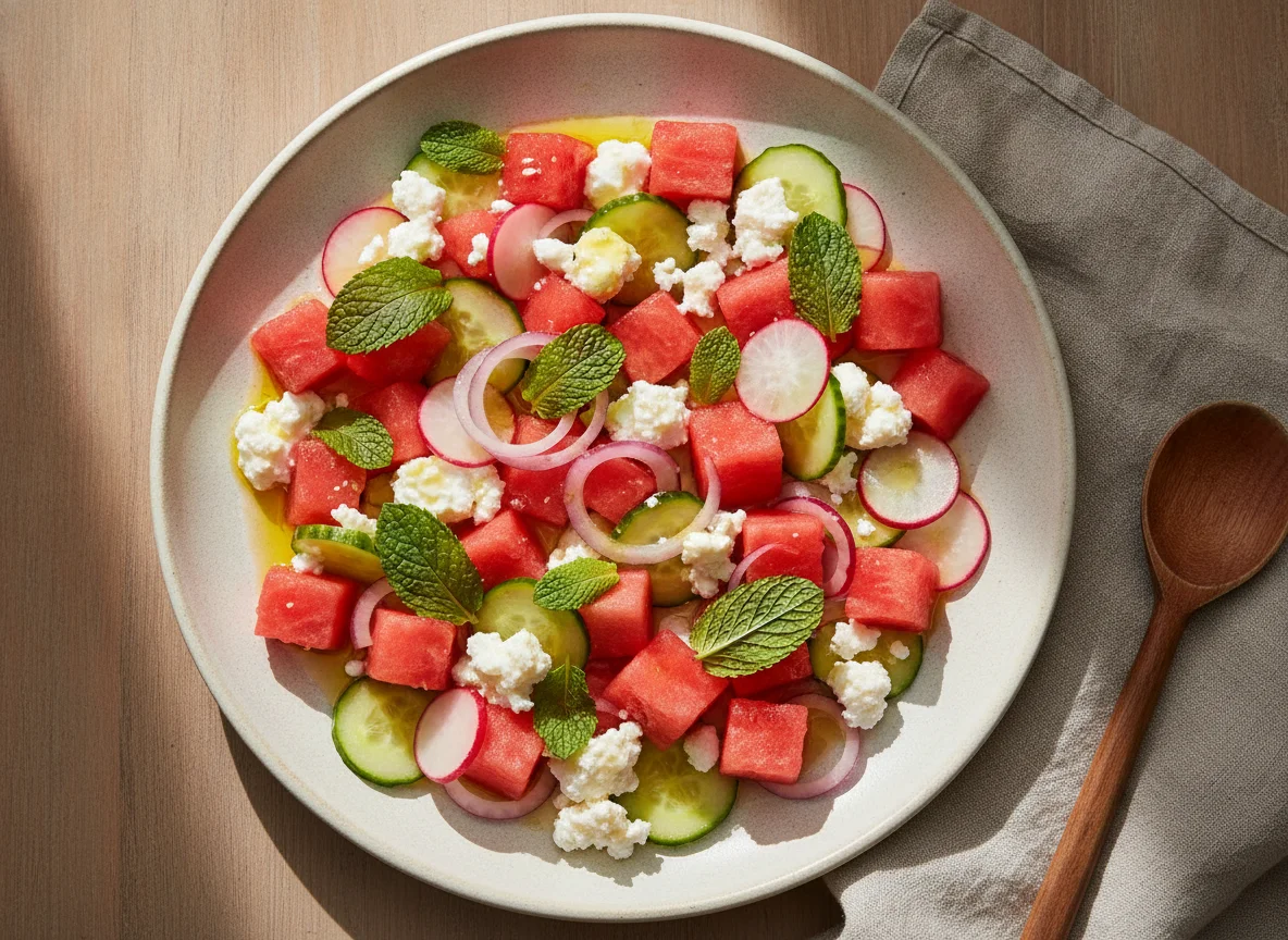 Watermelon and Feta Salad with Radish photo