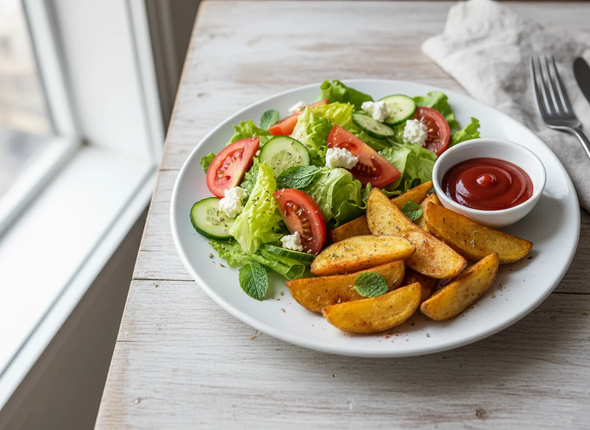 Wedges with Salad photo