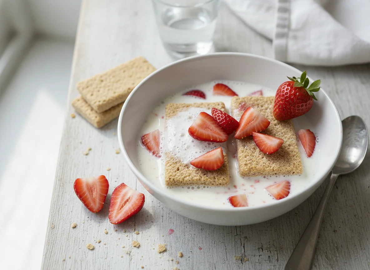 Weetabix with Milk and Strawberries photo