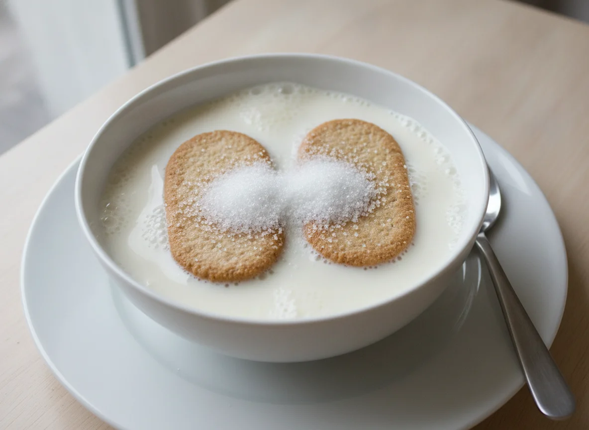 Weetabix with milk and sugar photo