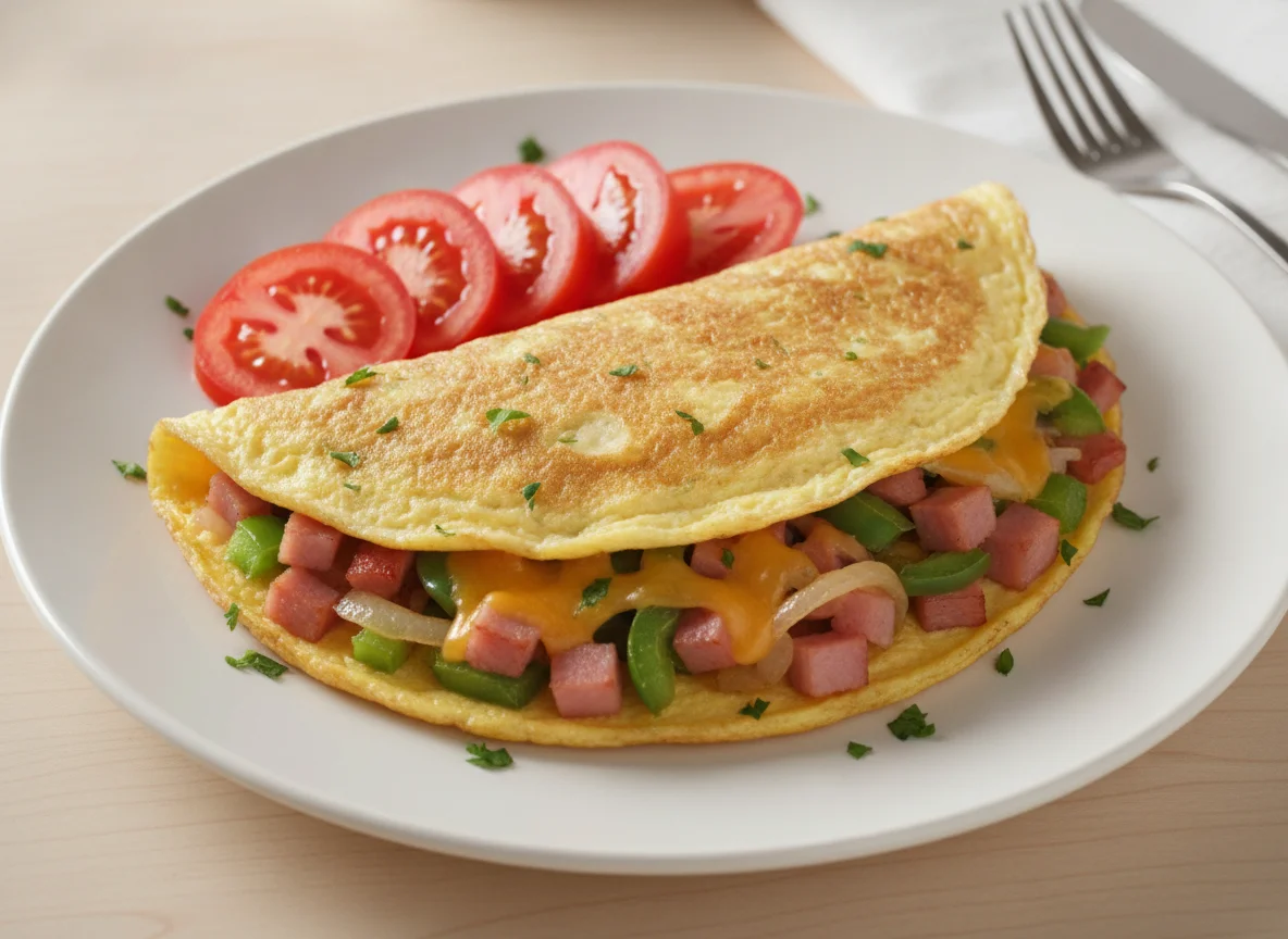 Western Omelet with Sliced Tomatoes photo