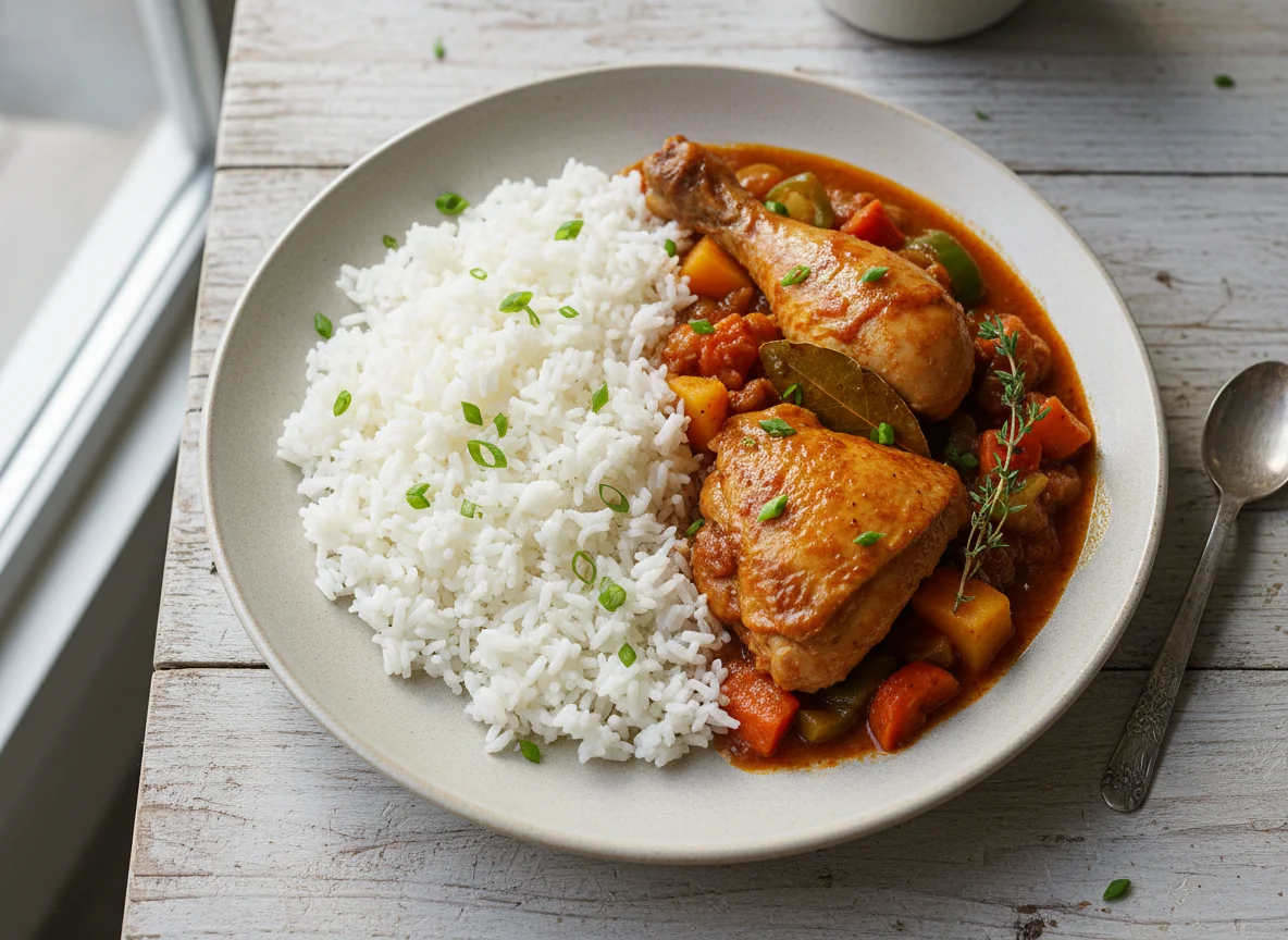 White Rice with Chicken Stew photo