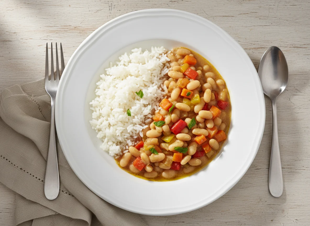 White Rice with White Bean Stew photo