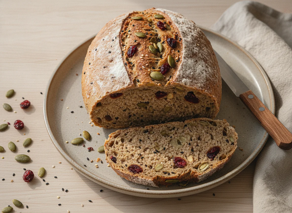 Whole grain bread with seeds and nuts photo