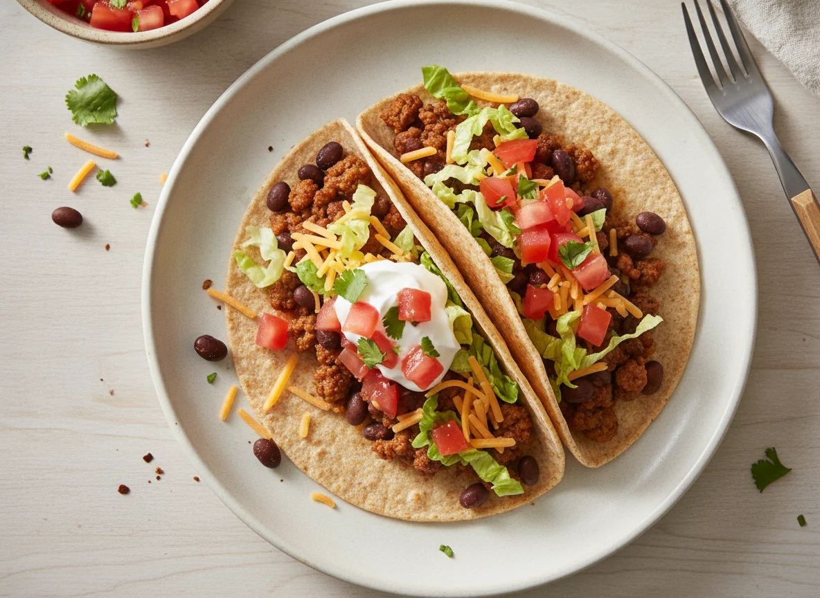 Whole Wheat Beef and Bean Taco photo