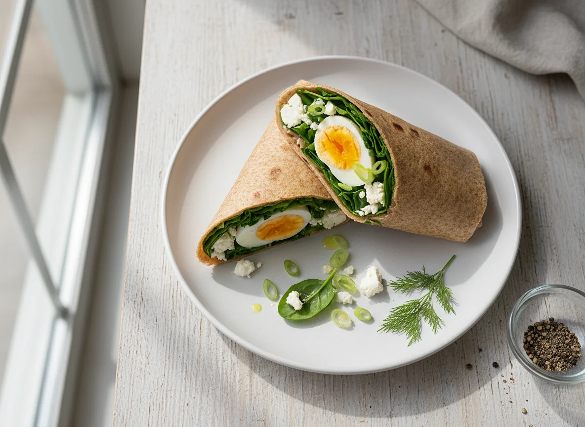 Whole Wheat Wrap with Egg and Greens photo