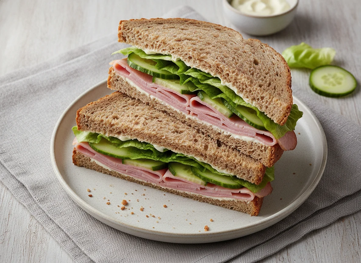 Wholemeal Ham and Salad Sandwich photo