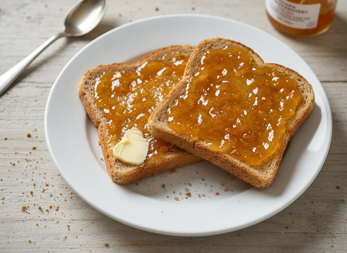 Wholemeal Toast with Butter and Marmalade photo