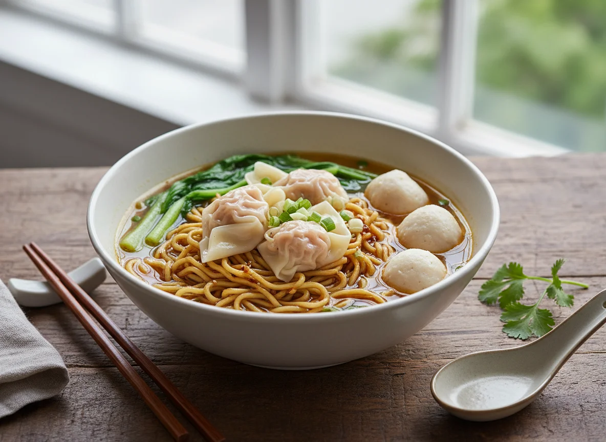 Wonton Noodles with Soup photo