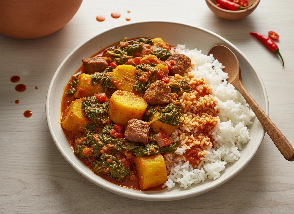 Yam and Spinach Stew photo