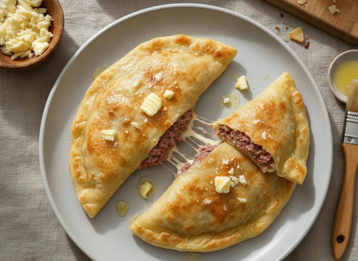 Yantyk with veal and cheese photo
