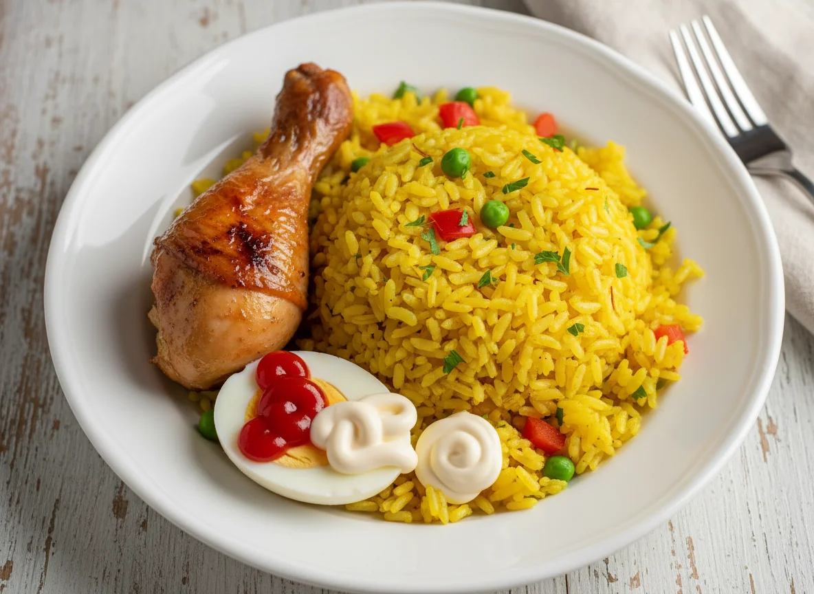 Yellow Rice with Chicken and Eggs photo