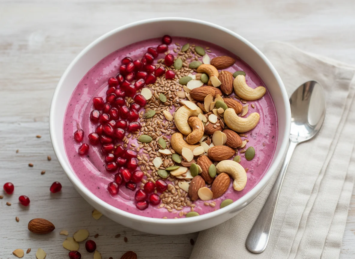 Yogurt Bowl with Pomegranate and Nuts photo