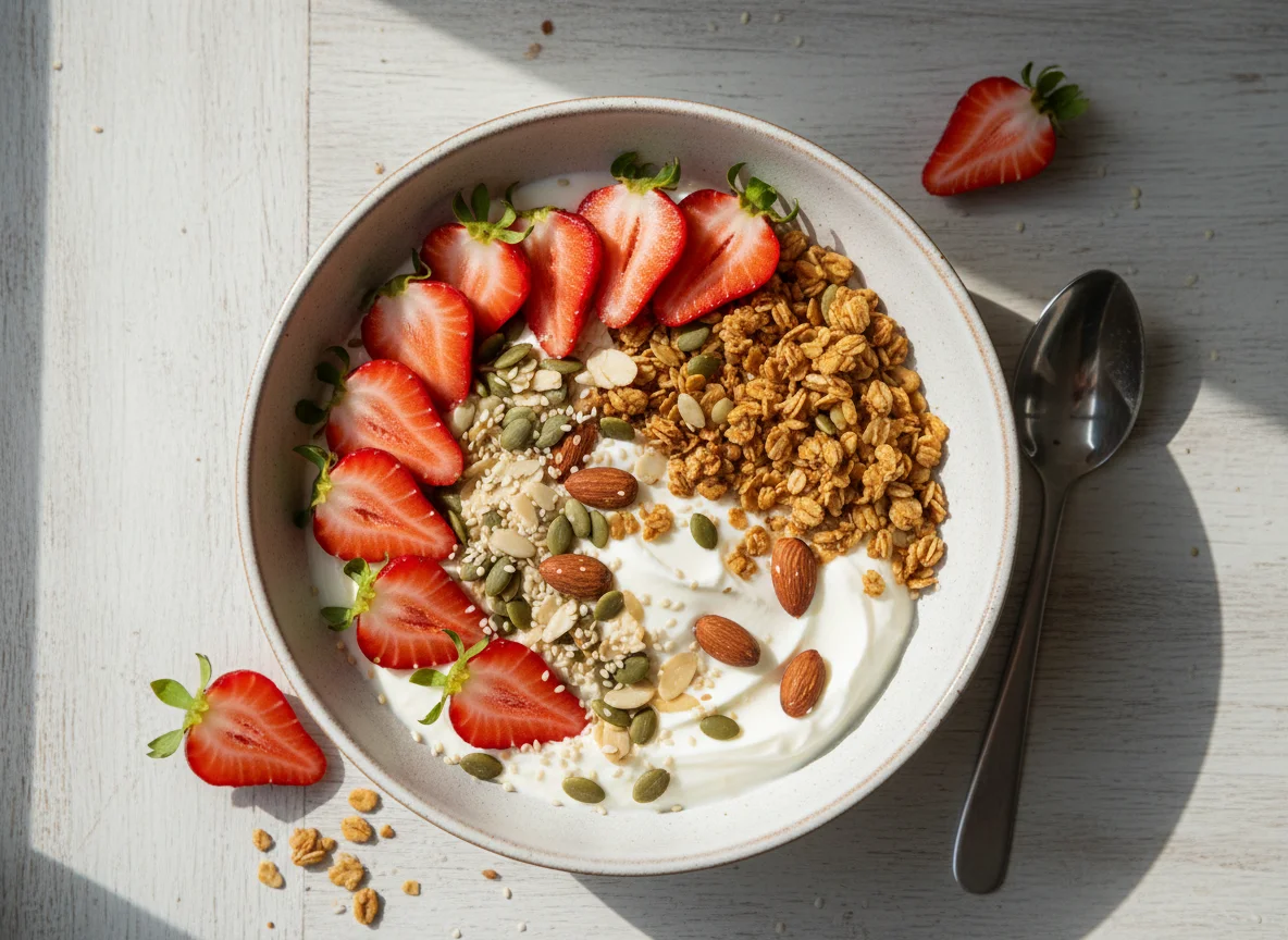 Yogurt Granola Bowl with Strawberries photo