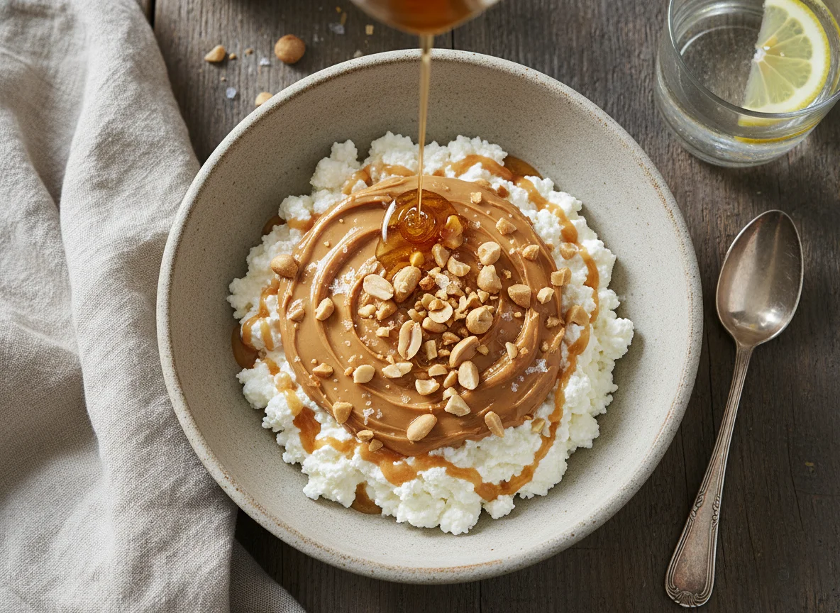 Yogurt or Cottage Cheese with Peanut Butter and Honey photo
