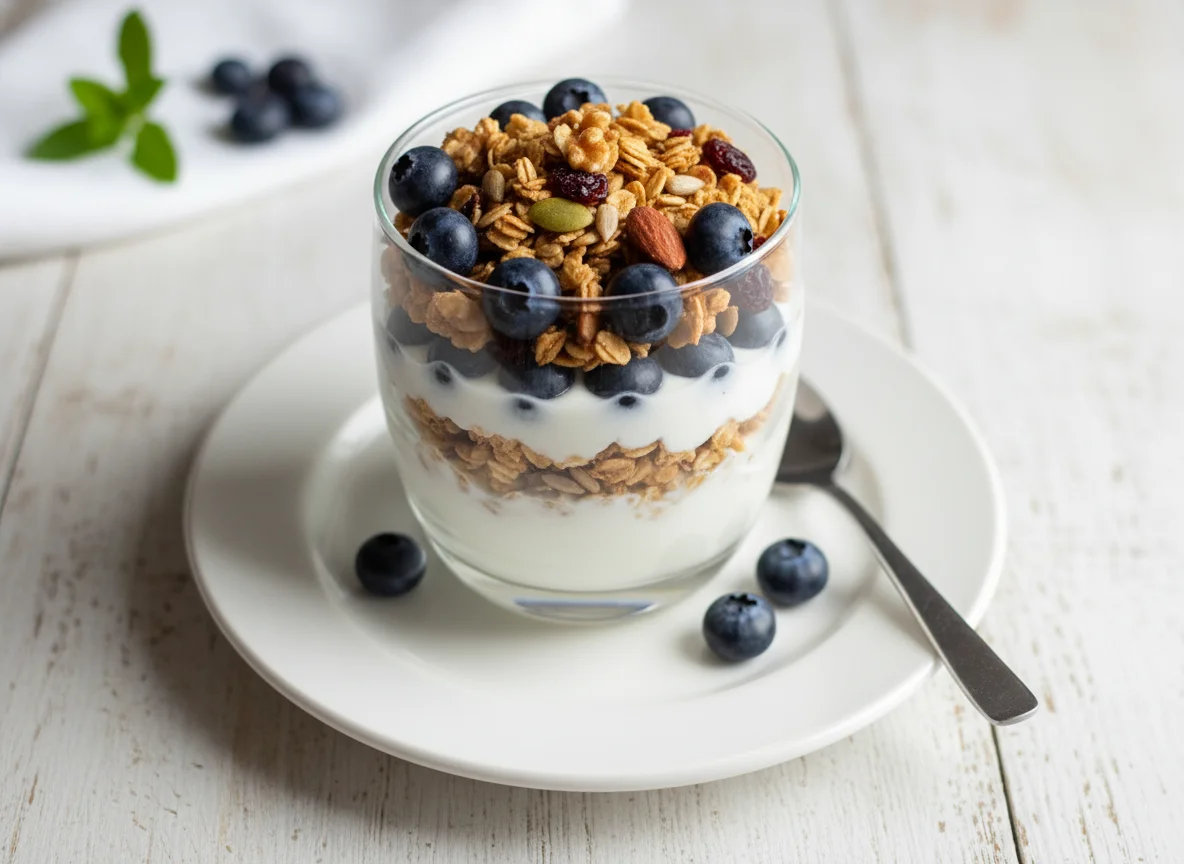 Yogurt Parfait with Blueberries and Granola photo